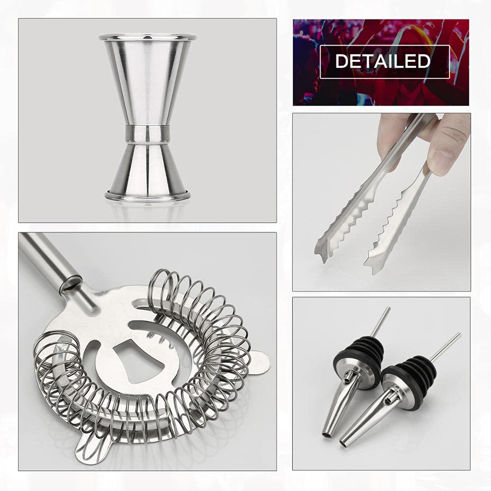 Cocktail Shaker 10 PCS Cocktail Shaker Set Crystal Cocktail Mixing Glass 750ml Cocktail Glass Shaker Bartender Kit per la Festa di casa Fa Un Grande Regalo Bartender Kit (Color : 10 PCS)