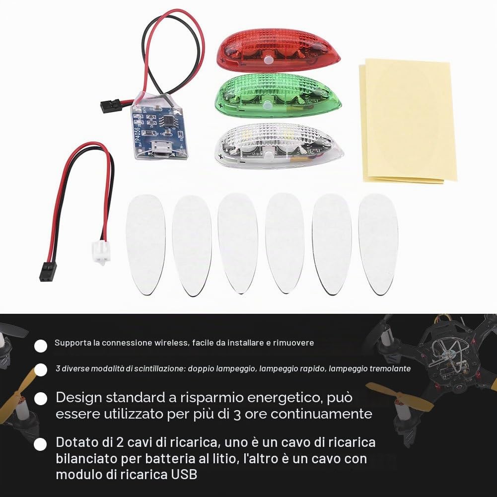 Dilwe Luci per Modello Aviazione, Luci Universale a LED Wireless per Velivoli ad Ala Fissa Aeroplano Elicottero di Modello
