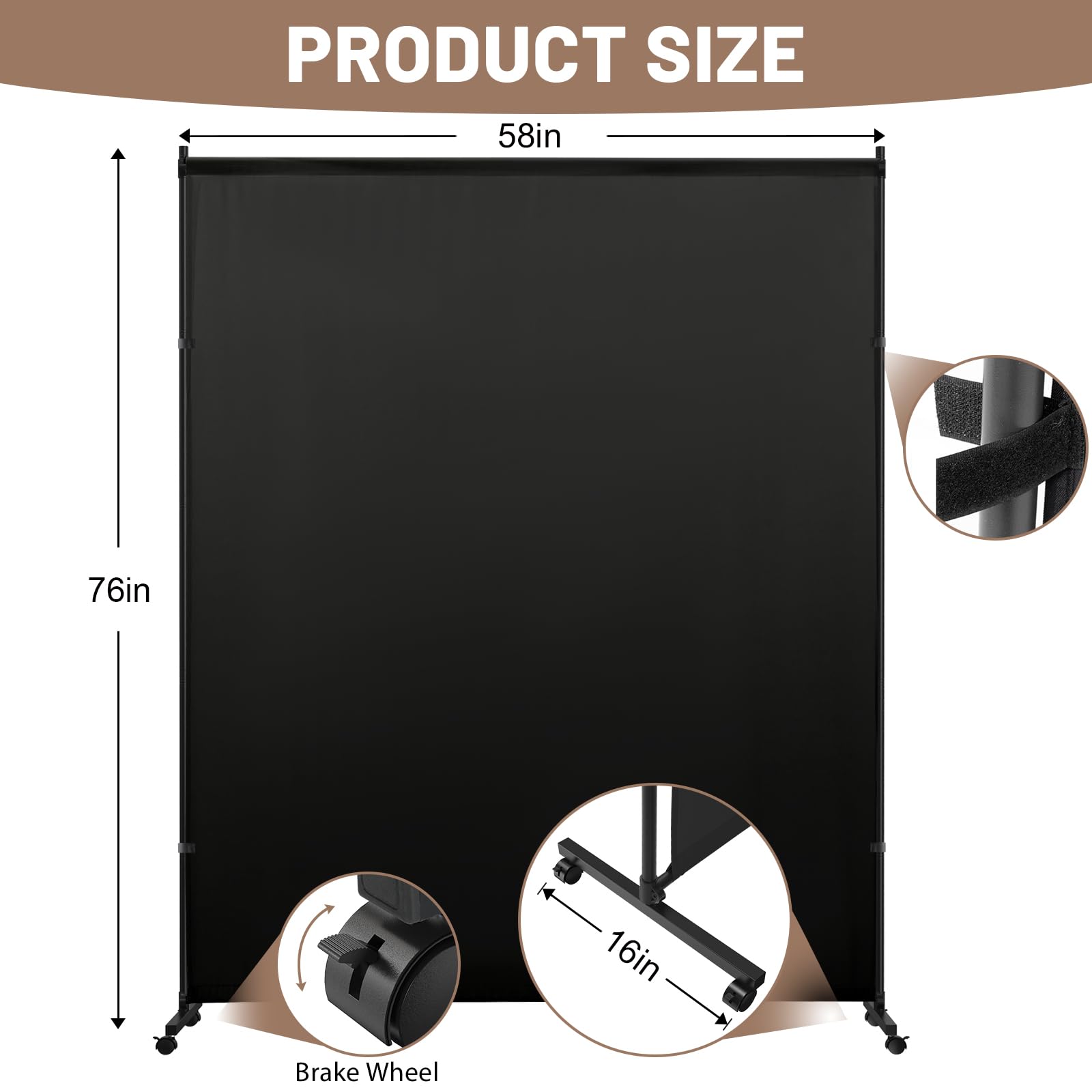 Single Panel Room Divider with Caster Wheels Gallery Image