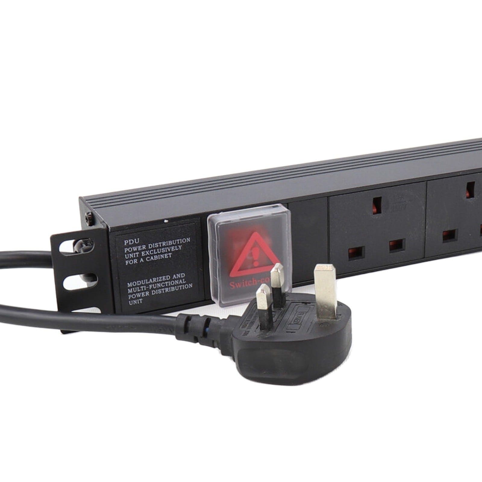 kenable PDU 6 Way UK Power Distribution Unit 19 inch Rack Mount 1U Horizontal Switched 13A with 1.8m Cable — image 1