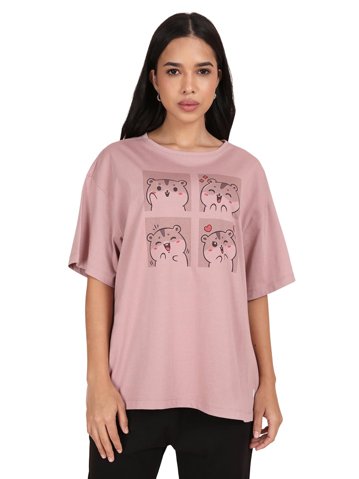 twin birds Women Cotton Oversize tee | Relaxed fit Sleepwear T-Shirt | Loungewear Top-picture-37