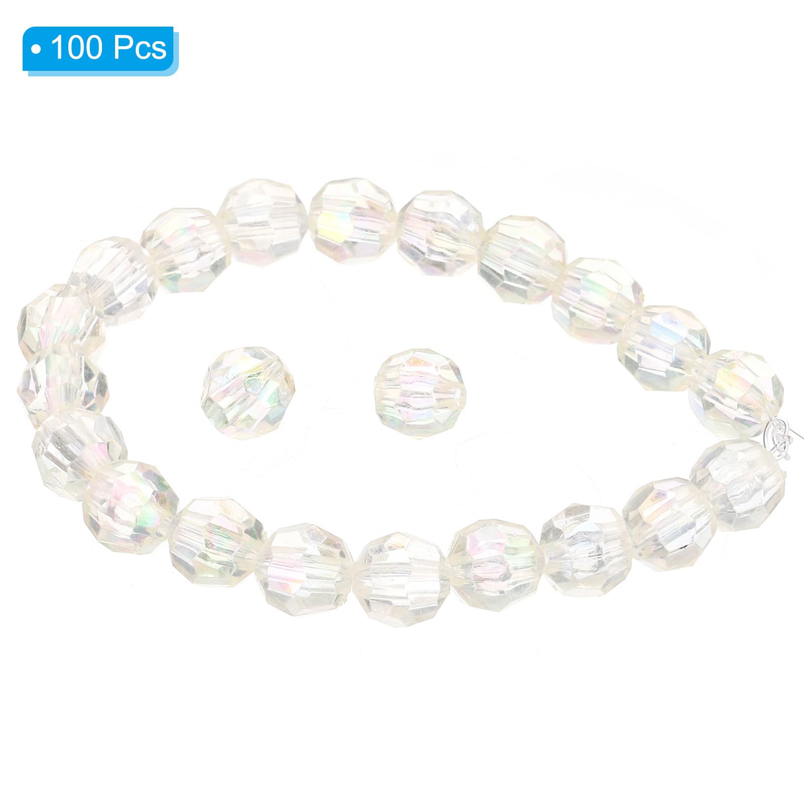 PATIKIL 10mm Acrylic Beads for Jewelry Making 100 Pack Faceted Acrylic Round Beads Spacer Beads for Bracelets Earring Necklace DIY Craft Style 2 - Image 3