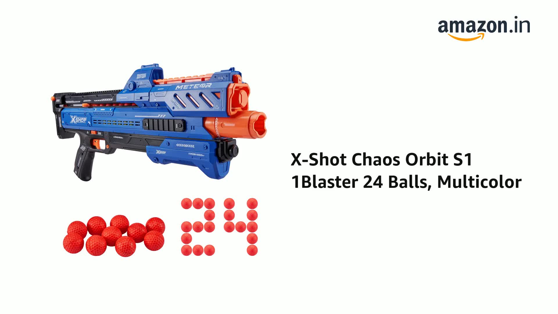 X-Shot Chaos Orbit S1 1Blaster 24 Balls, Multicolor : Amazon.in