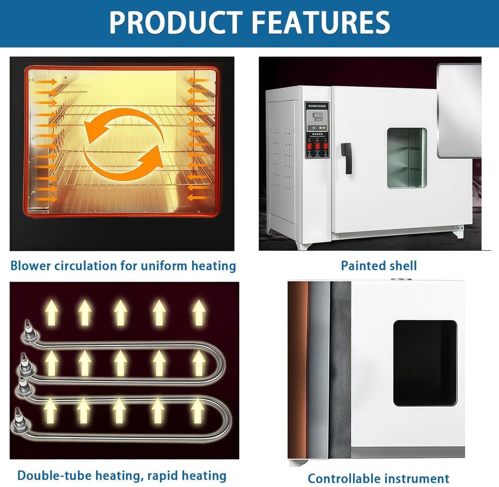 Vacuum Drying Oven with Digital Controller and Vacuum Gauge for Lab Heating 50-280C