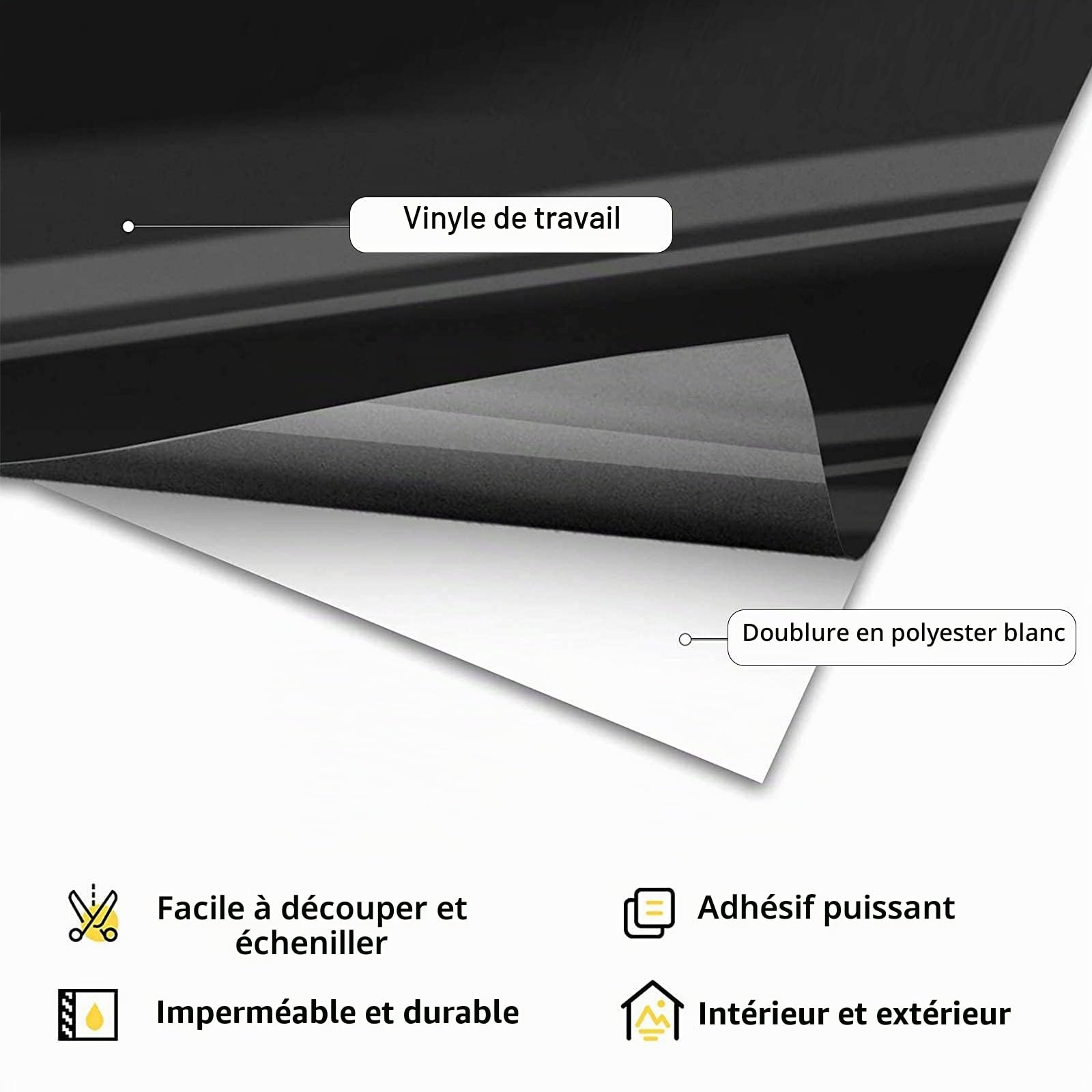 Rouleau Vinyle Adhésif Permanent Argenté 14 X 600 Cm – Brillant, Pour Extérieur