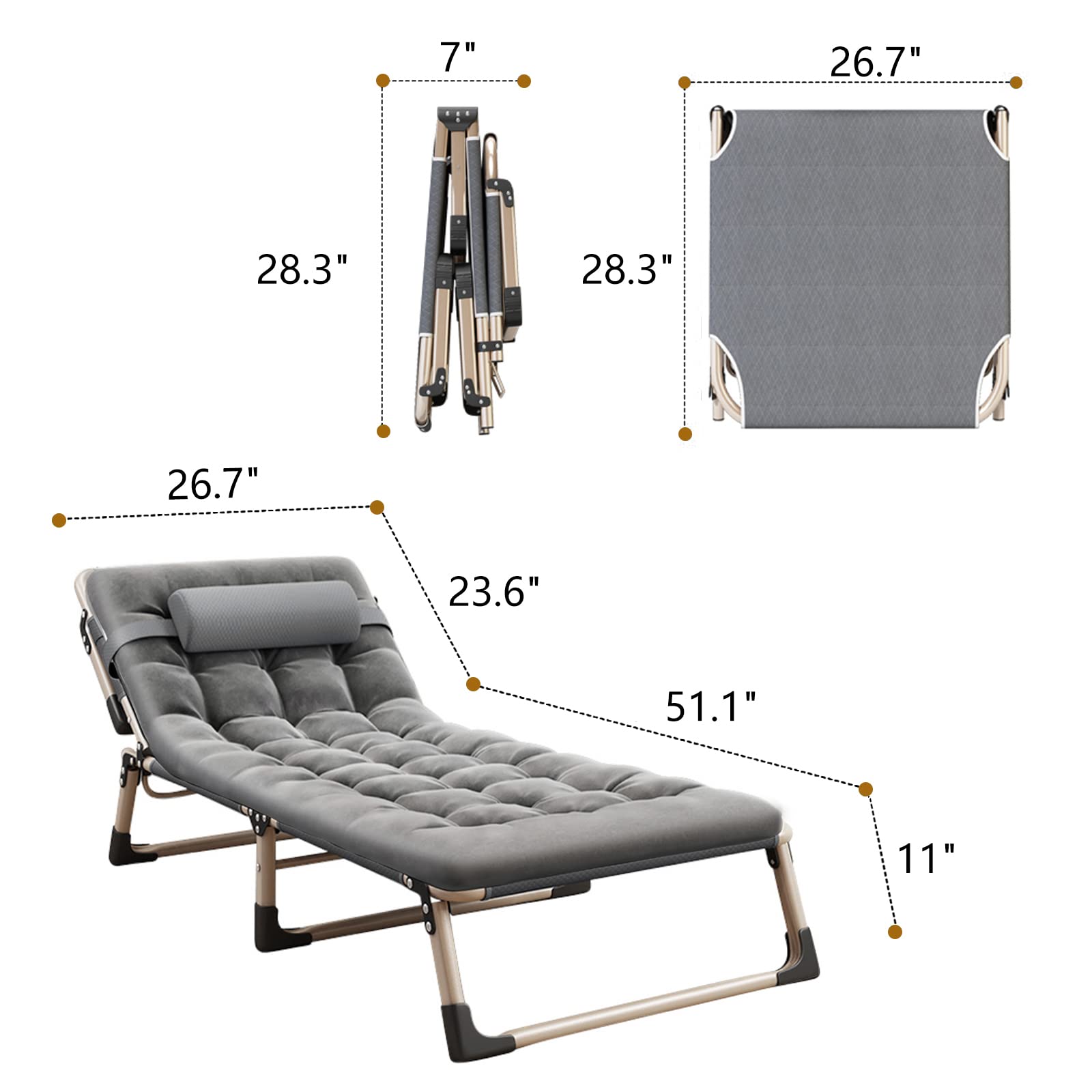 Soliles Reclining Chairs with Mattress,Outdoor Patio Folding Lounge