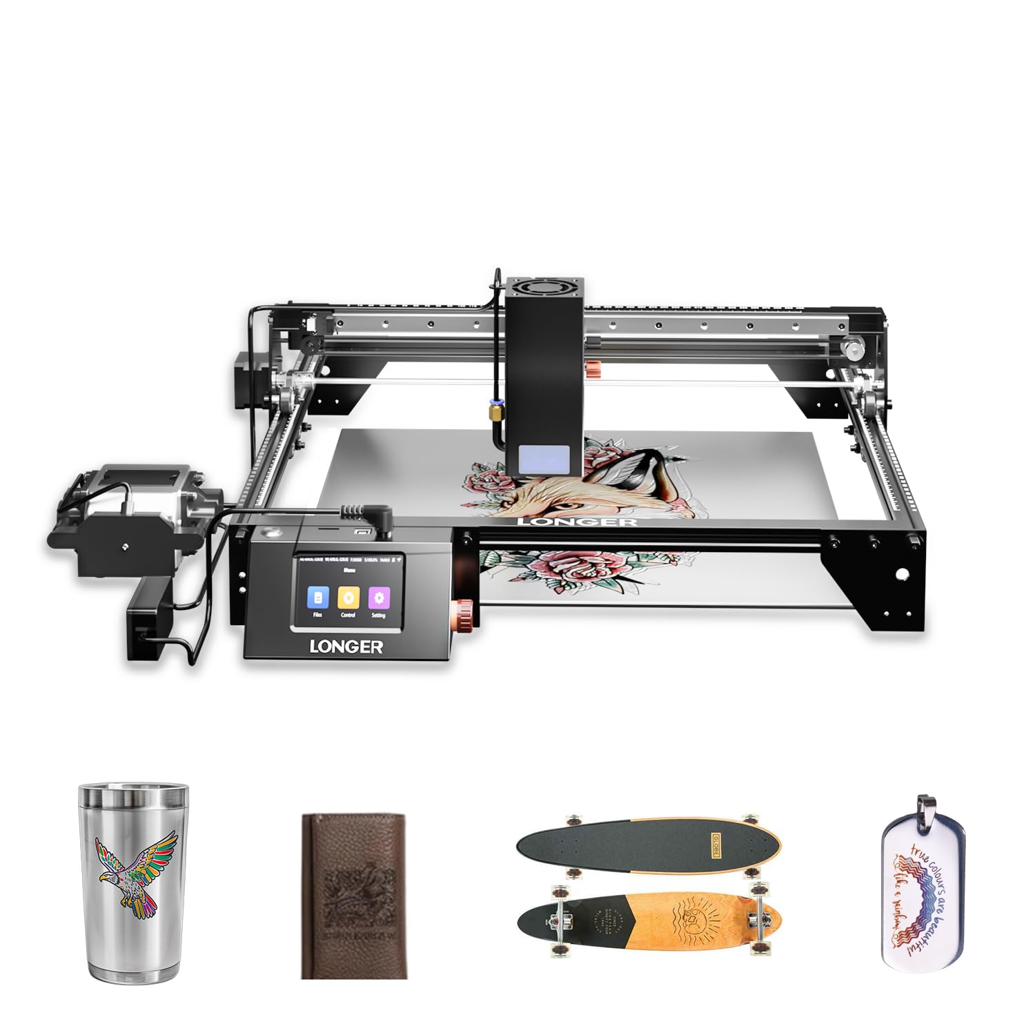 Longer RAY5 New Upgrade Laser Engraver, Laser Cutter 40W Output Power, Engraving Speed Up to 24,000 mm/min, 3.5” Color Touch Screen, App Offline Control, DIY Engraver Tool for Metal/Glass/Wood