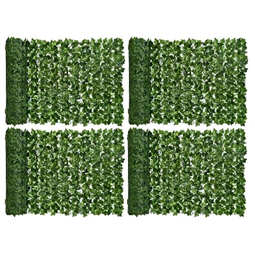 VASGOR Set of 4 Panels Artificial Ivy Privacy Fence Screen, 118” x 39.4” Hedges Fence and Faux Ivy Vine Leaf Decoration for Outdoor Garden Décor