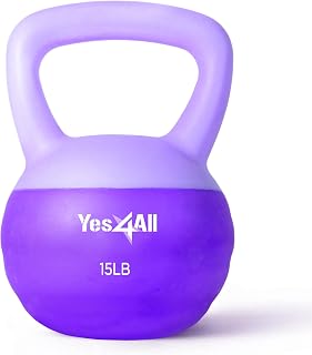 Yes4All Soft PVC Kettlebell Weights - Color-Coded 5-20lb for Beginners, Women, Home Workouts - Floor-Protecting & Quiet
