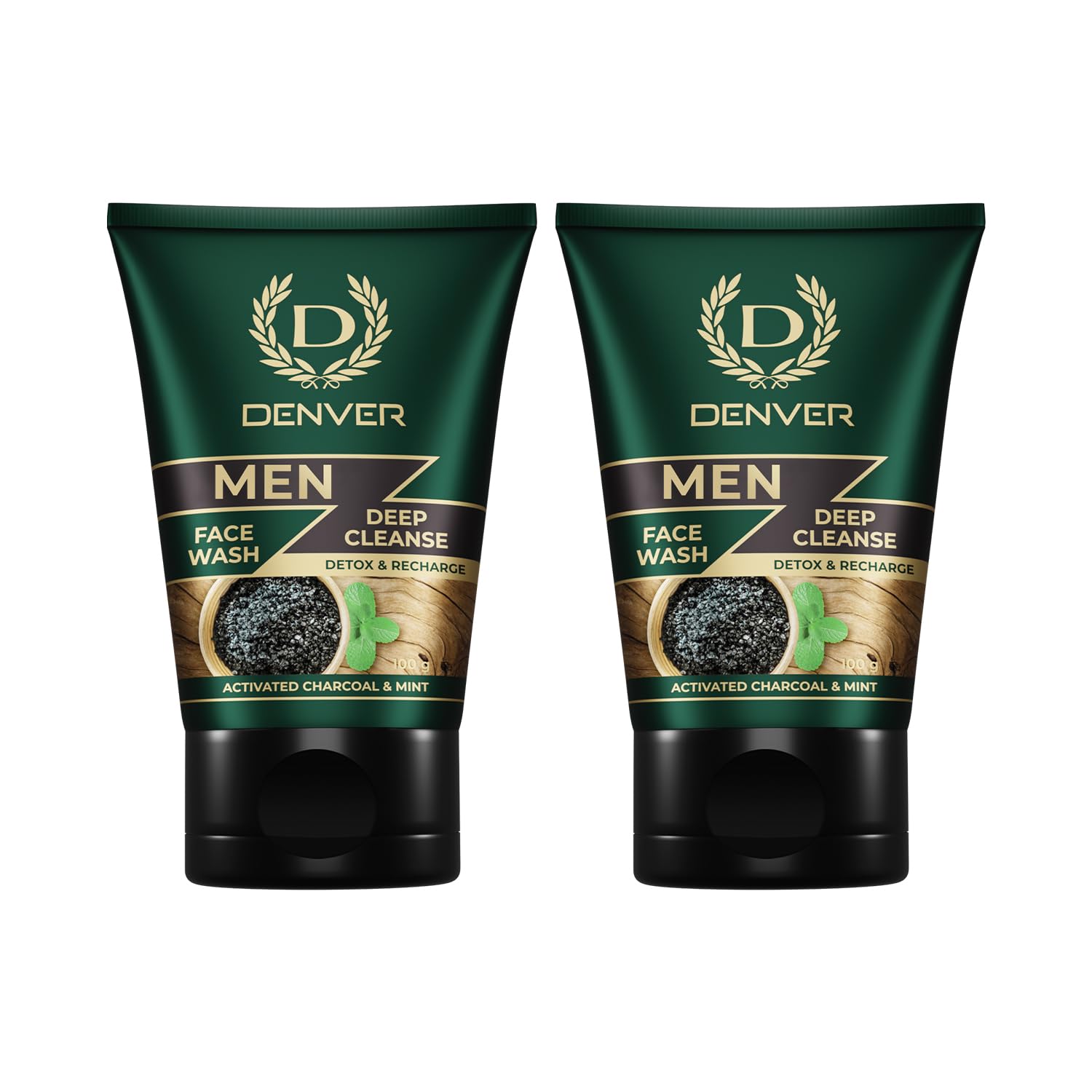 DENVER Deep Cleanse Face Wash - 100GM Each (Combo Set Of 2) | Deep Pore Cleaning Charcoal Face Wash for Men | Fights Acne and Pollution | All Skin Type