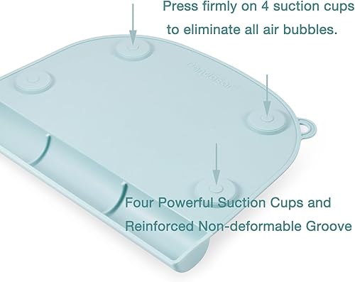 Miniatura 5 de PandaEar Manteles individuales de silicona con succión para bebés y niños, manteles individuales de grado alimenticio con bolsillos para atrapar