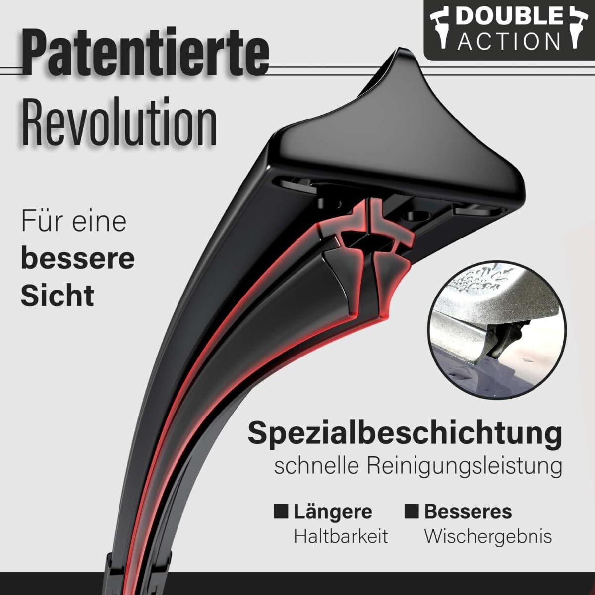 Scheibenwischer kompatibel mit Jeep Compass | Bj. 06/22- | Double Action | Premium-Scheibenwischer für Frontscheibe | Länge: 600/450mm | Vorne | Hochwertige Wischblätter für klare Sicht