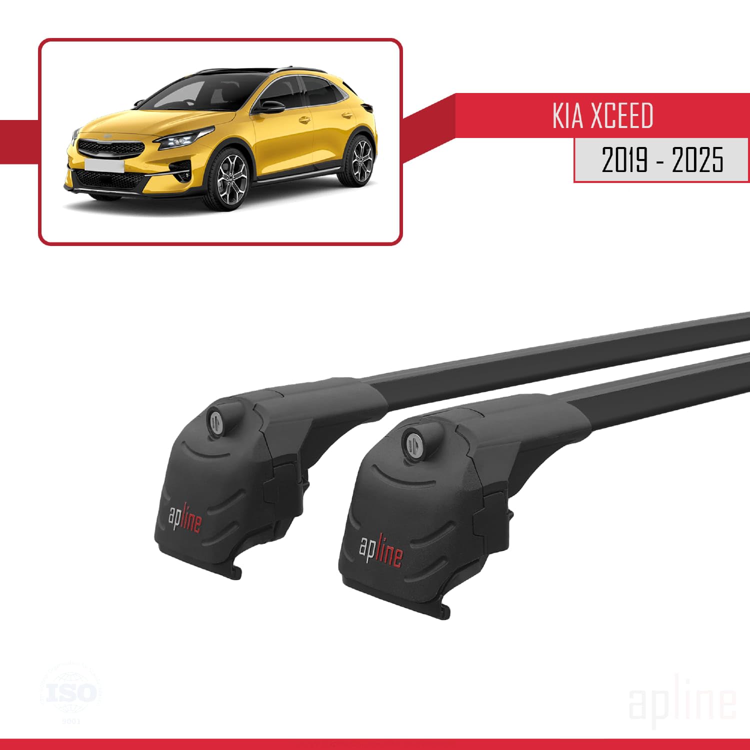Compatibile con Kia XCeed (CD) 2019-2026 Modello ACE-2 Barre Tetto Portapacchi Auto Barre Portatutto Nero Alluminio 2 Barre