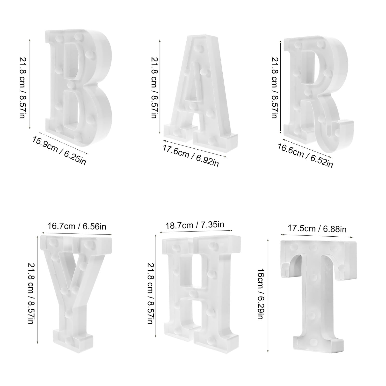 Lámparas LED de Letras Iluminadas Pilas, 8 Piezas de Plástico, Fáciles de Usar para Decoración en Ocasiones Obsequios y Cumpleaños