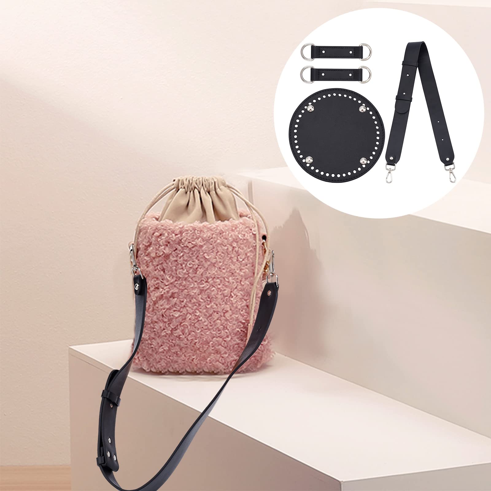 Kit DIY Sac Seau En Cuir PU - Perle Rose, Chaîne Métal, à Coudre Soi-même, Cadeau Créatif