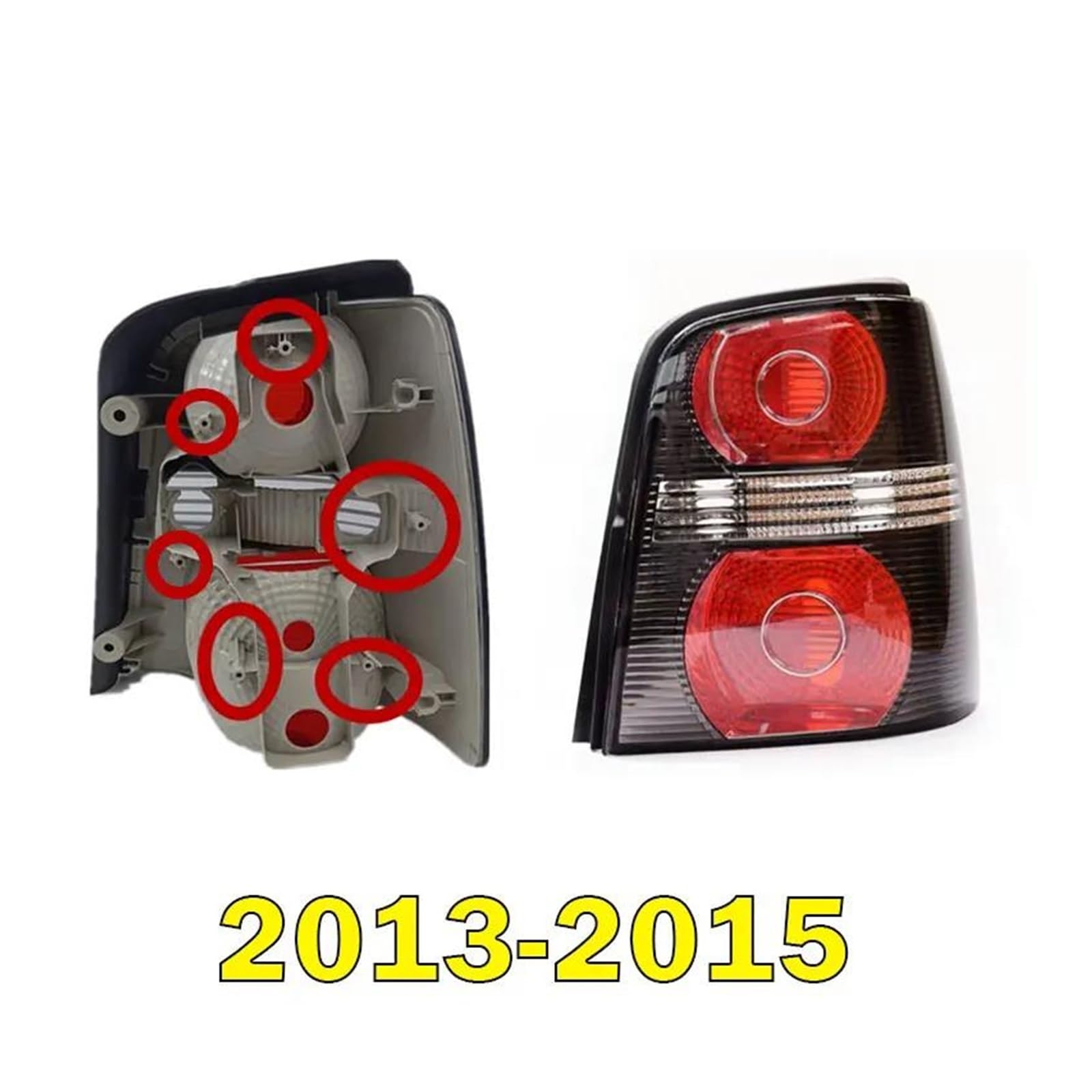 Luz Trasera para VW para Touran 2011-2015 Cubierta Luz Trasera Carcasa Luz Coche Sin Bombillas Piezas Automóvil Luz Trasera Lámpara Señal Reflector Parachoques Trasero(Only Right4)