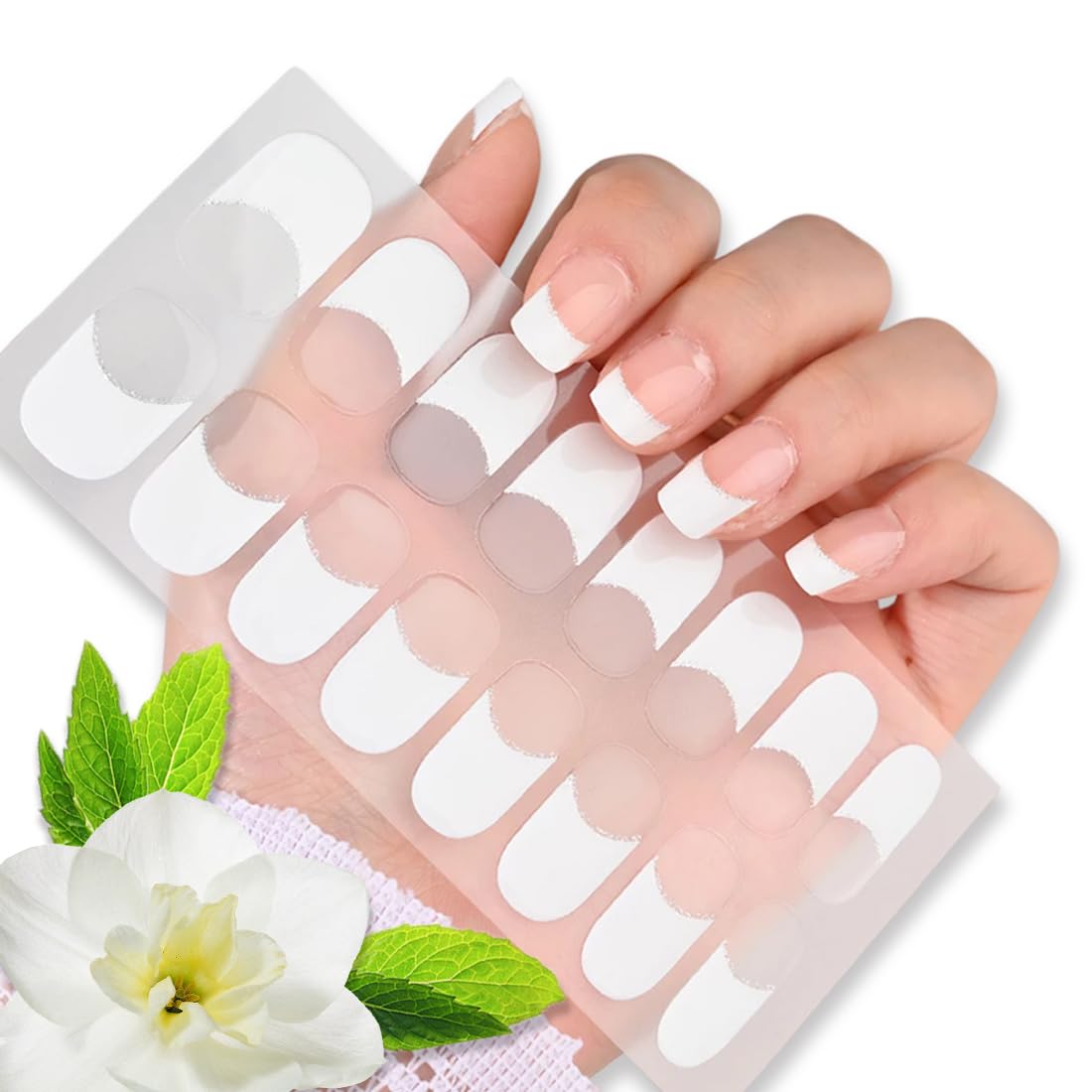 RDNKVB 22 Pcs Gel Semicurado de Pegatinas | Adhesivos para Uñas de Gel, Envolturas de Esmalte de Gel para Uñas | Francés Pegatinas de Gel, Pegatinas Uñas Gel
