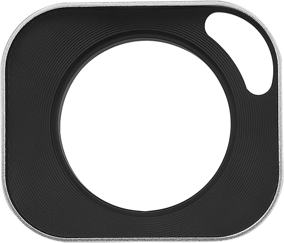 Haoge LH-S46P 46mm Square Metal Screw-in Lens Hood Hollow Out Designed with Cap for Leica Rangefinder Camera with 46mm E46 Filter Thread Lens Silver