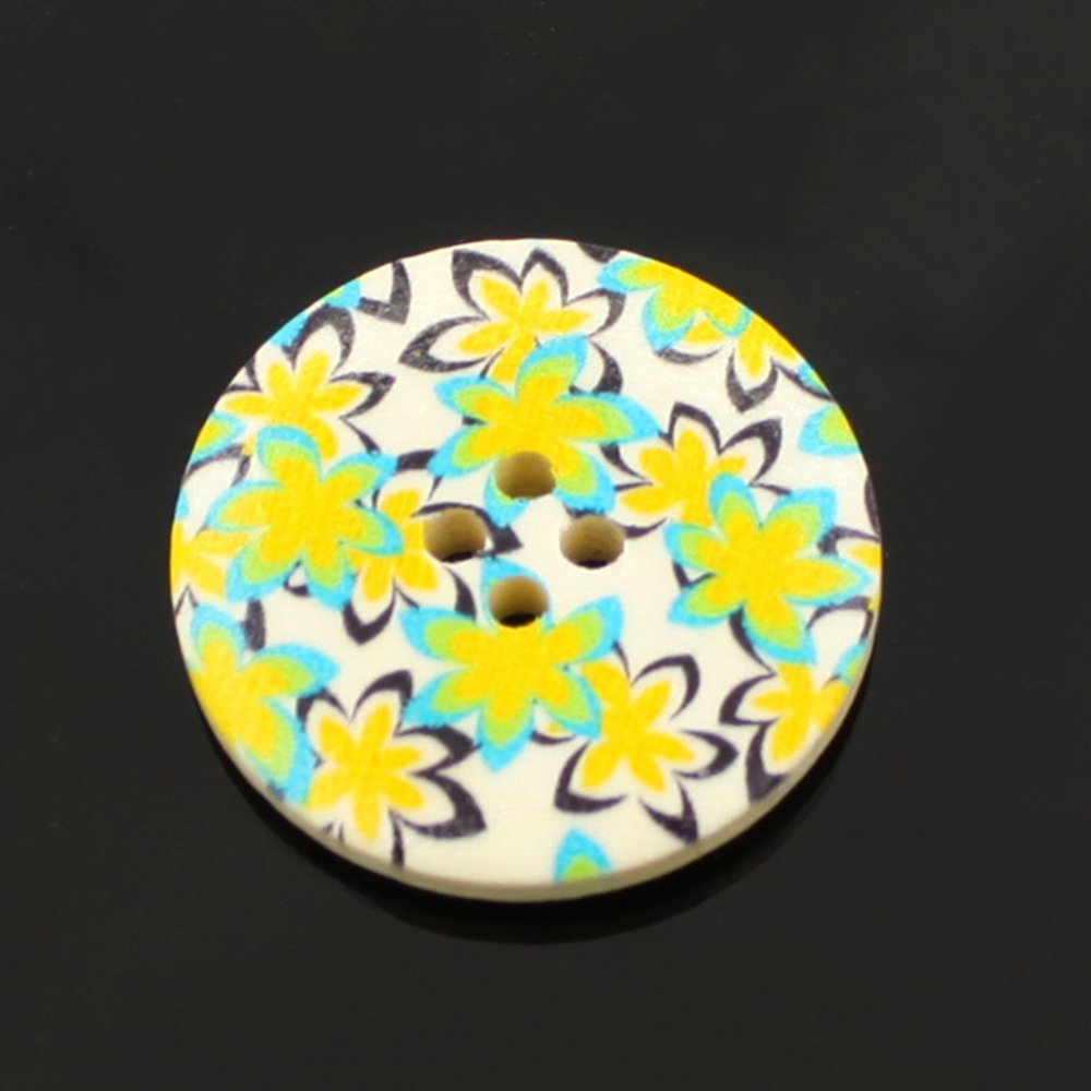 Bluelans - 50 Bottoni In Legno Con 4 Fori, Diametro 25 Mm - Per Cucito, Scrapbooking E Rammendo