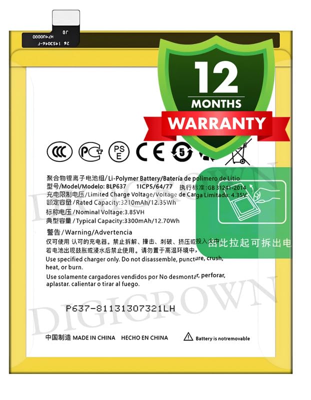 Image of Original BLP637 Battery Compatible for OnePlus 5 (A5000) - (3300mAh) - 1 Year Warranty
