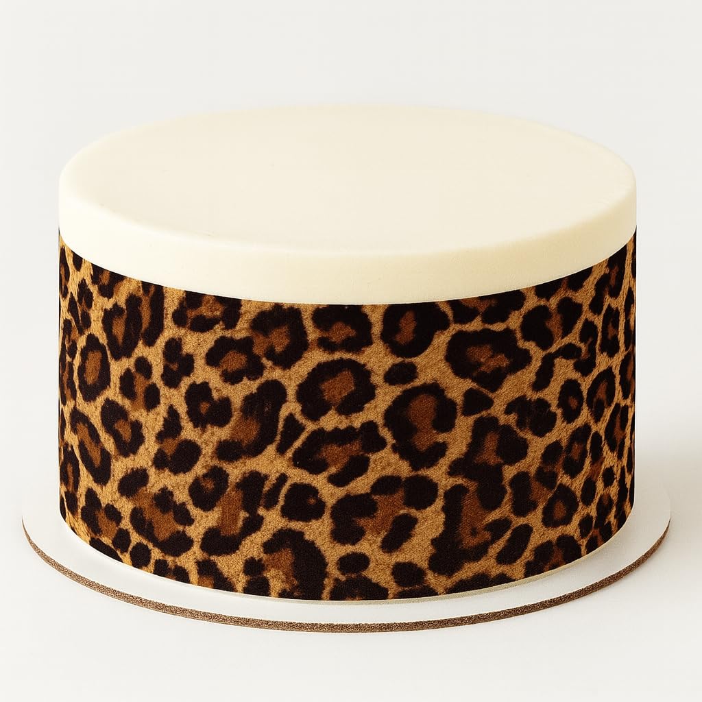 Dark Leopard Edible Icing Image Cake Border Strips Decoration Frosting Sheet Strips 3 Strips 2.5x10.5 Inchs per sheet