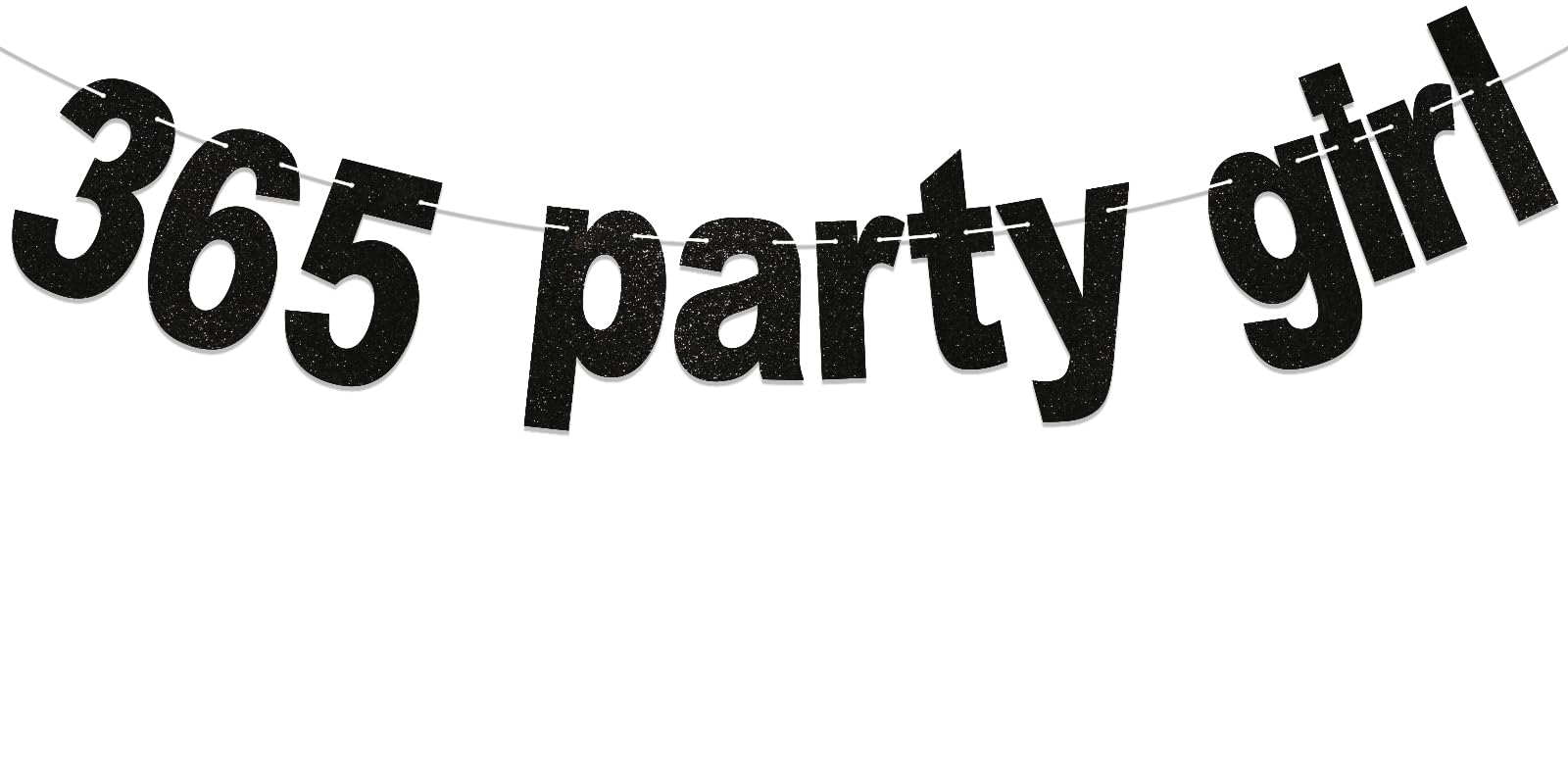 365 Party Girl Banner - Brat Birthday Decorations, 365 Bday Girl Banner, Brat Themed Birthday Party Decorations Black Glitter
