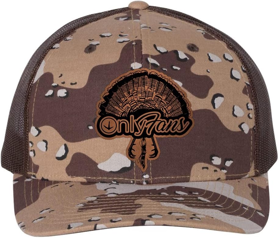 Only Fans Turkey Hunting Sport Collection Laser Engraved Leather Patch Richardson 112 Snapback Trucker Hat Cap