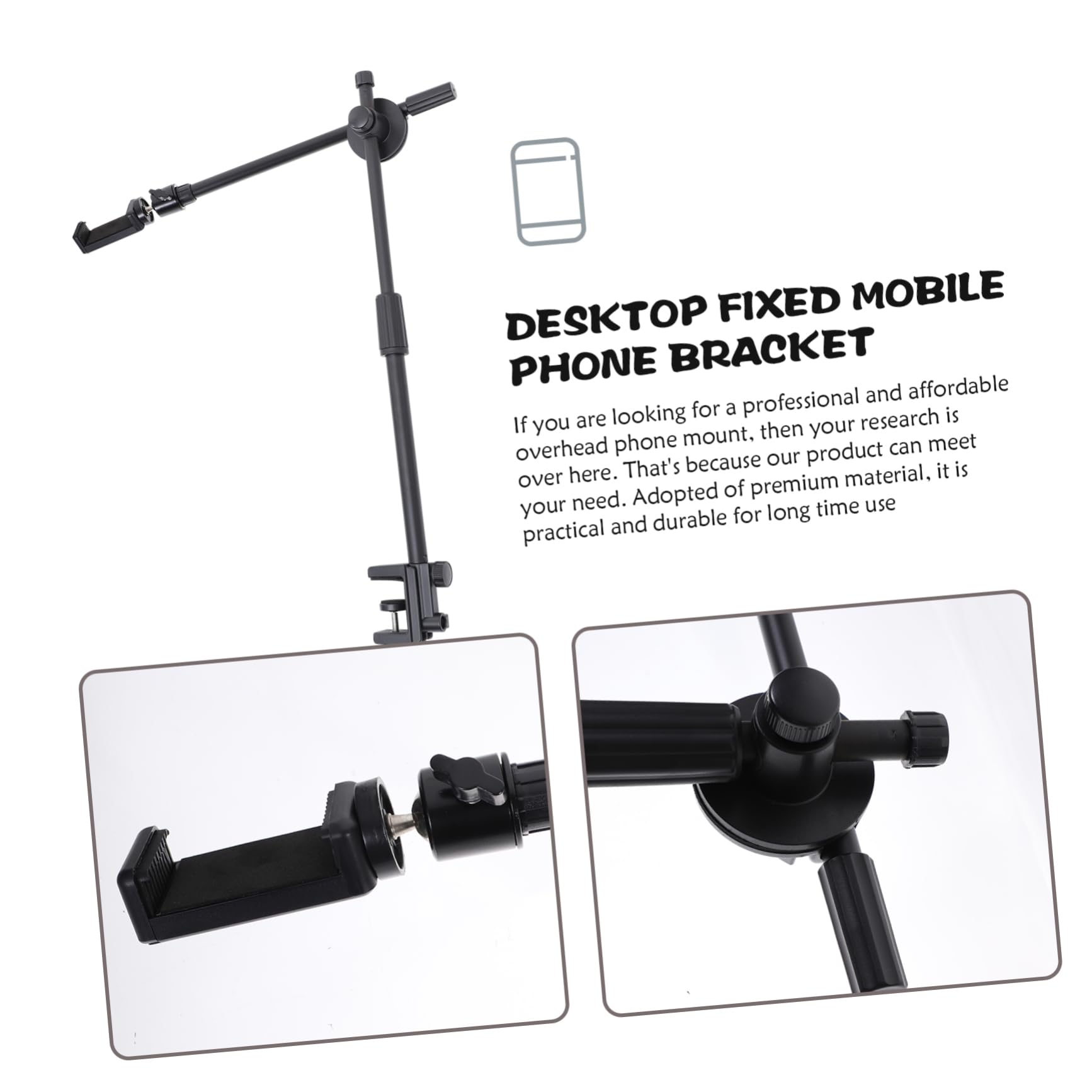 Operitacx Cellulare Telescopico e Supporto Altezza Scrivania da in su per Regolabile Silicone Braccio in Abs Antiscivolo Video per Uso Sedie