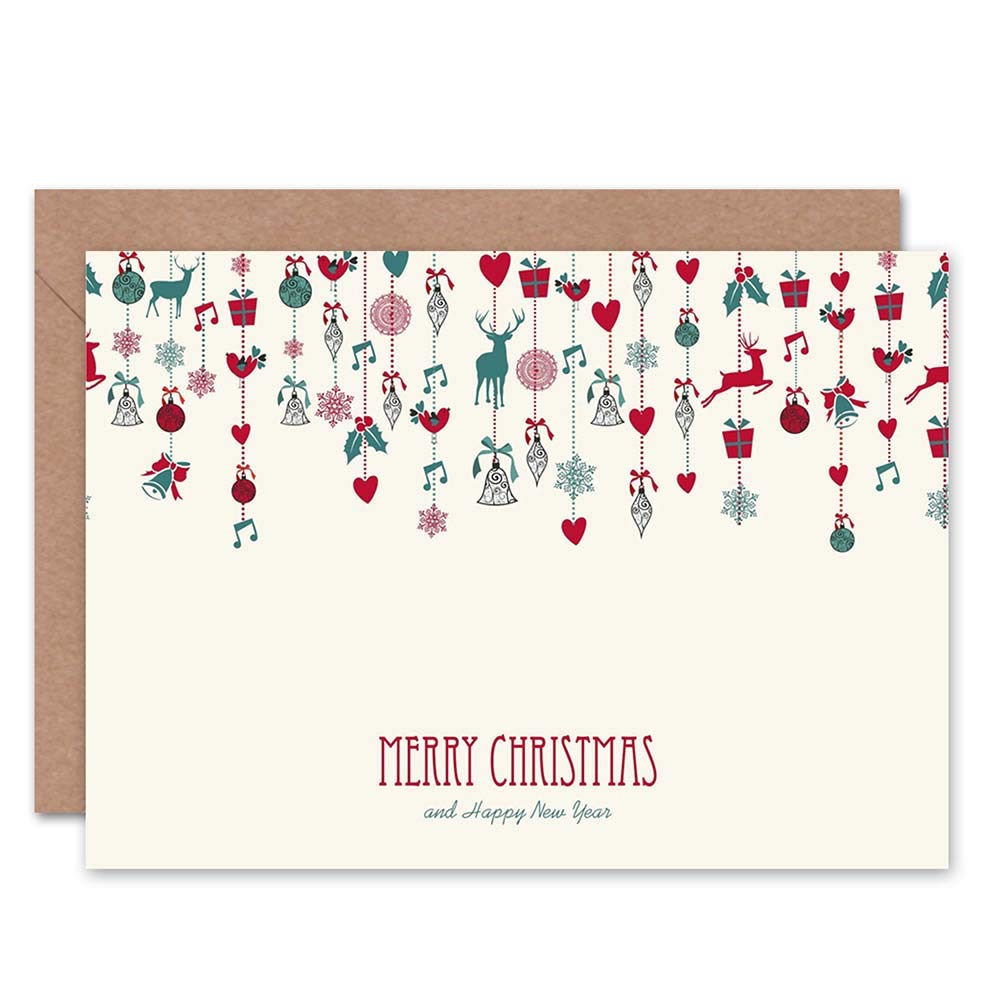 Wee Blue Coo MERRY CHRISTMAS DECORATION BLANK GREETINGS CARD ART