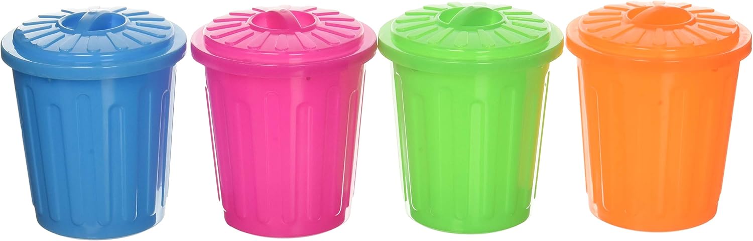 U.S. Toy Assorted Color Garbage Can Holder Containers (12), Multicolored