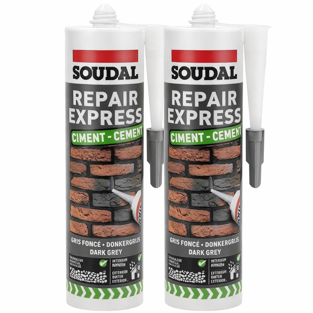 Dark Grey Cement Repair Sealant 300ml – Ready Mixed Crack Filler for Pointing, Masonry & Concrete Repairs, Waterproof Exterior Repair Sealant (Pack of 2)