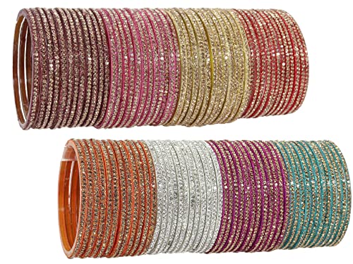 Image of NMII Glass with Plain and Glossy Finished Bangle Set For Women and Girls