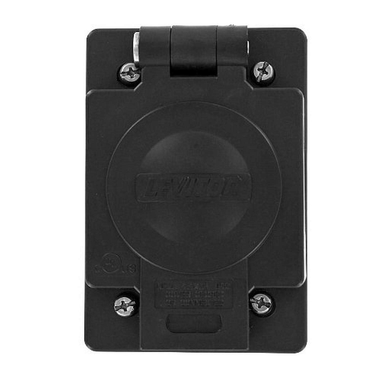 Leviton 1-Gang Receptacle Flip Lid, 20A Locking, Wetguard, Corrosion Resistant, Thermoplastic, 60W0-B, Black