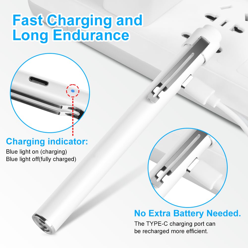 Flintronic Diagnostic Medical Penlight, Rechargeable LED Pen Torch With Pupil Gauge And Clip, First Aid Pupil Gauge Doctors Nurses Medical Pen Light Medical Equipment (Blcak, Digital Display - View #2