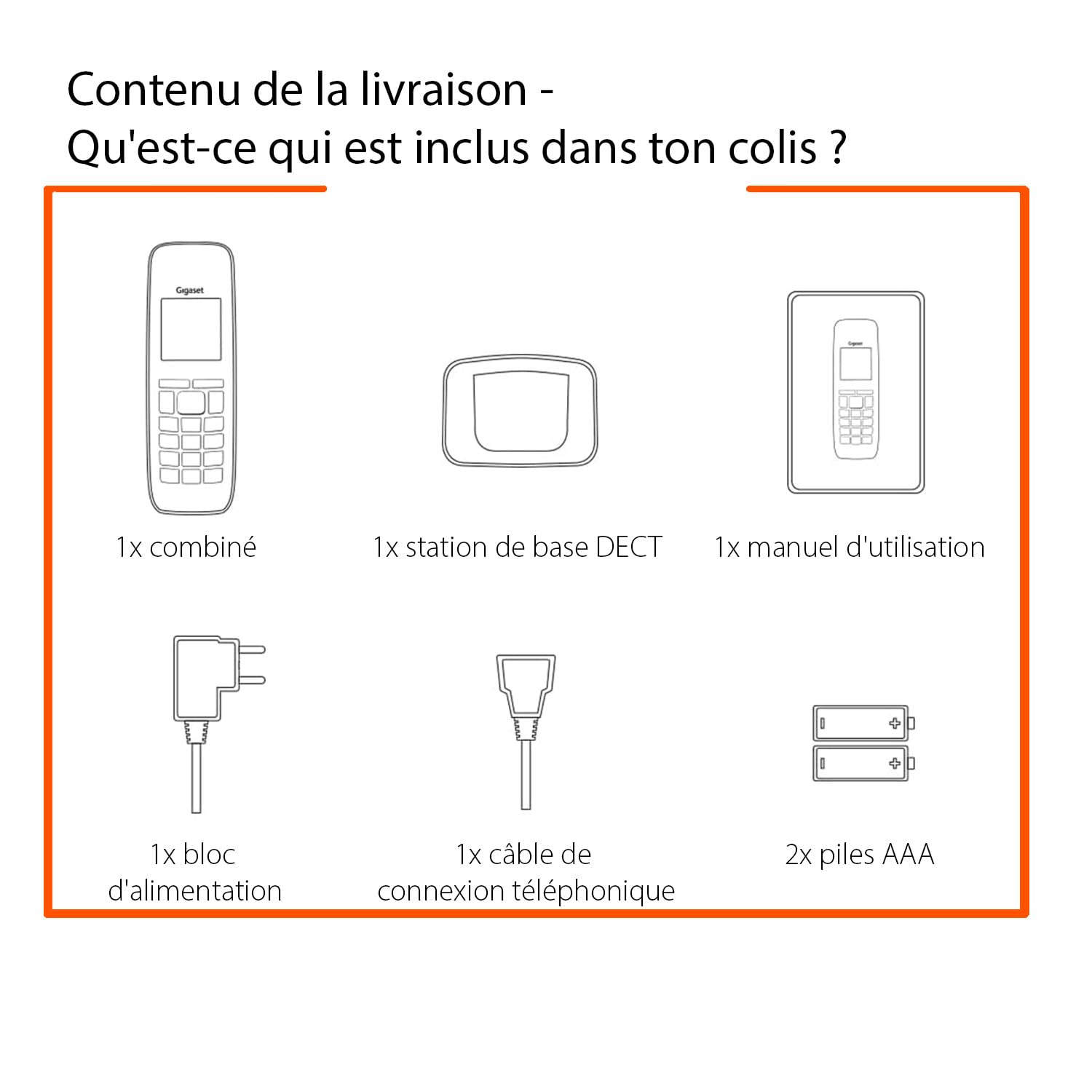 Gigaset A695 téléphone DECT sans fil grand écran fort contraste qualité audio mains libres gris