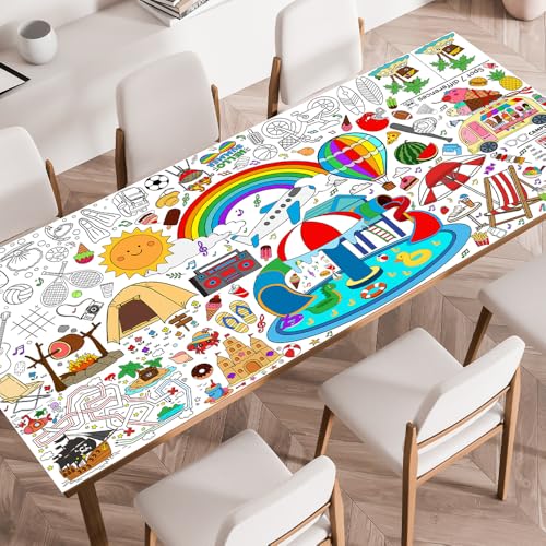 SPERINGEEN Summer Tablecloth of Paper Coloring Games Kids