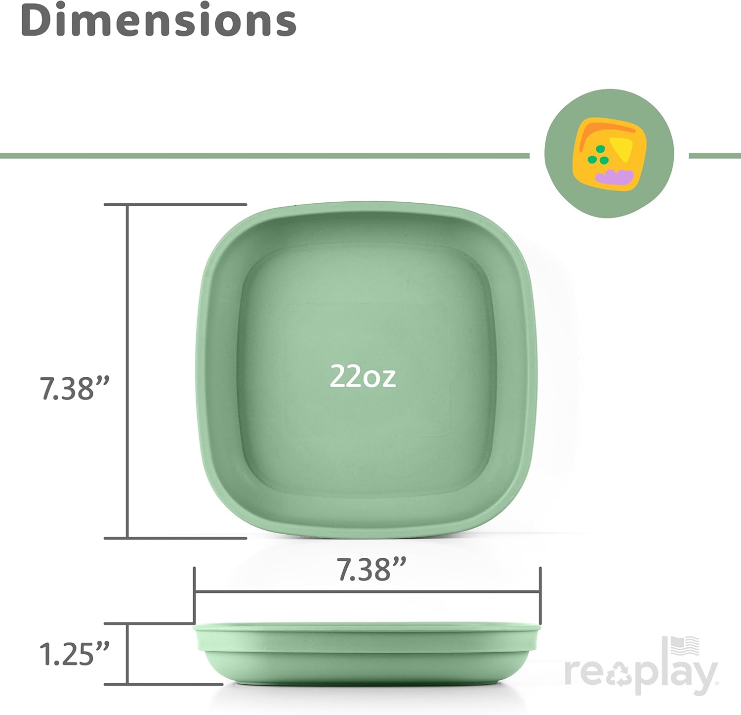 Re-Play Toddler Plates - 22 Oz. Deep-Walled Flat Kids Plates - Dishwasher & Microwave Safe - Made in USA - Set of 4-7.37" x 7.37" x 1.25" - Blossom - Image 9