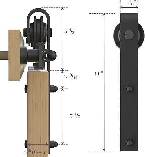Miniatura 3 de TSMST Kit de herrajes para puerta corrediza de granero de 6.6 pies80 pulgadas para puerta de madera individual de 40 pulgadas, riel de puerta de