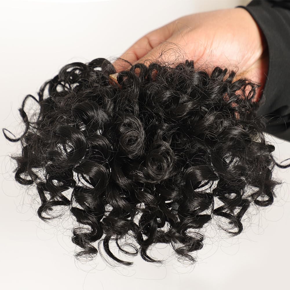 Short Afro Kinky Curly Bangs Clip Curly Clip-In Fringe Hairpieces for Women Girls Natural Looking Front Bangs for Instant Volume and Style - Image 2