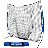 PowerNet Baseball Softball Practice Net for Hitting and Throwing with 7x7 Bow Frame (Royal Blue)