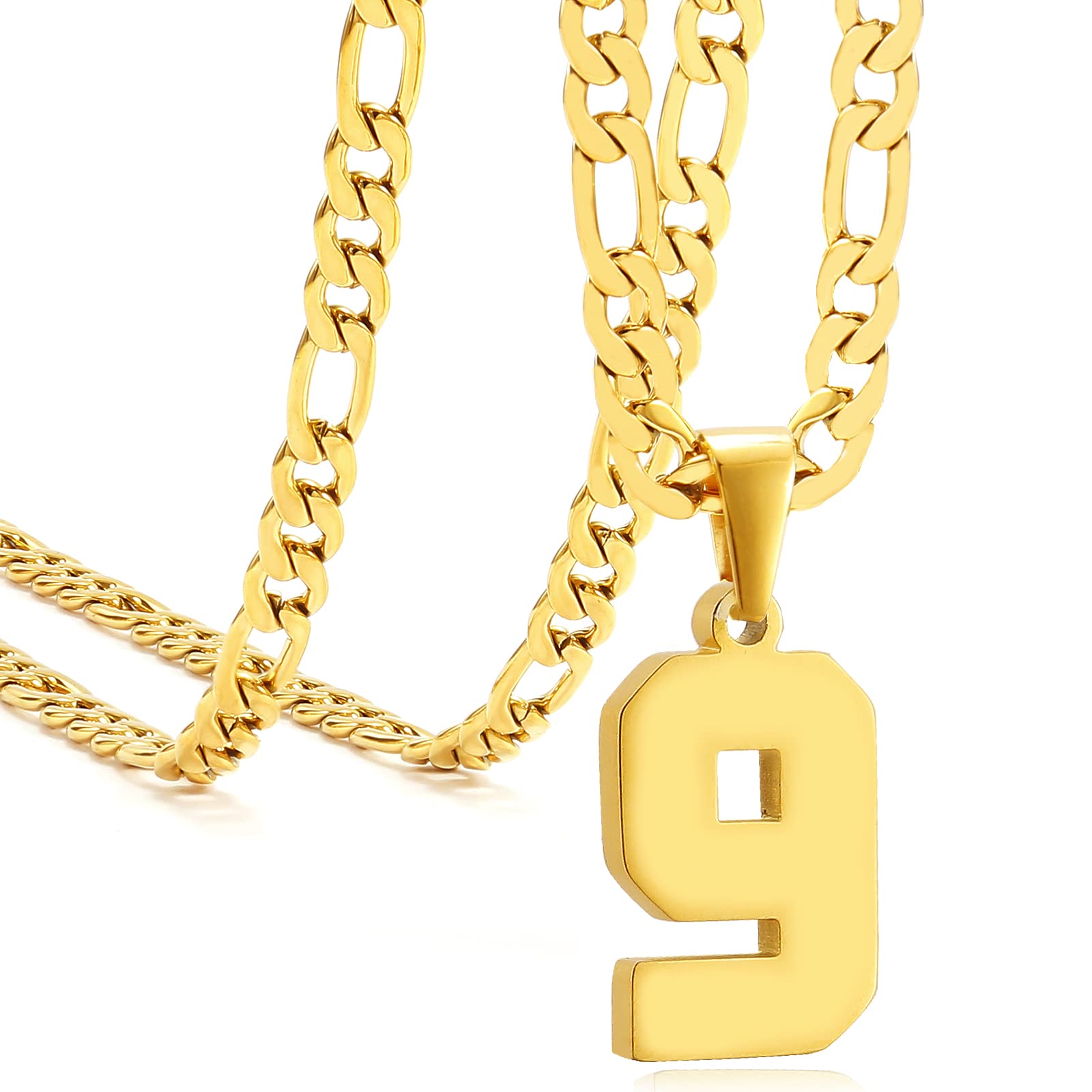 MIMITLTY Personalized Jersey Number Necklaces for Mens,Athletes Stainless Steel Sport Number Pendant Chain for Mens Baseball/Basketball/Football Team