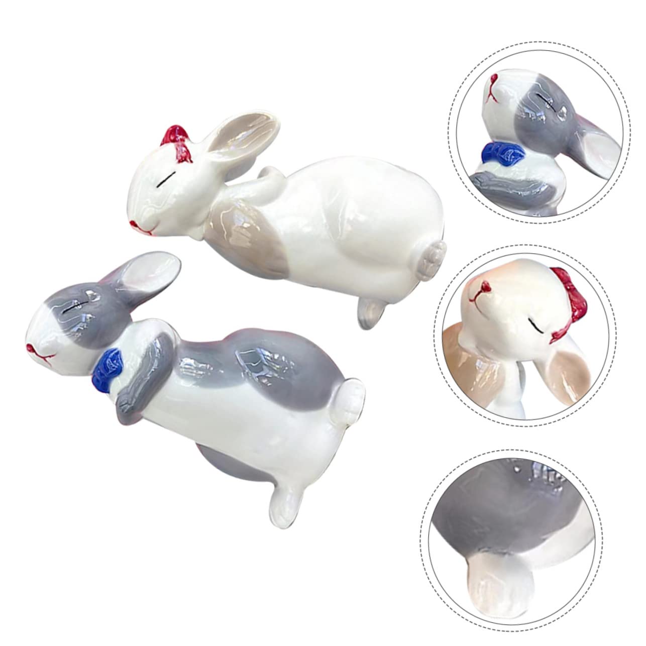 Statue De Lapin en Céramique Modèle De Lapin Domestique Figurine De Lapin Décoration De Table