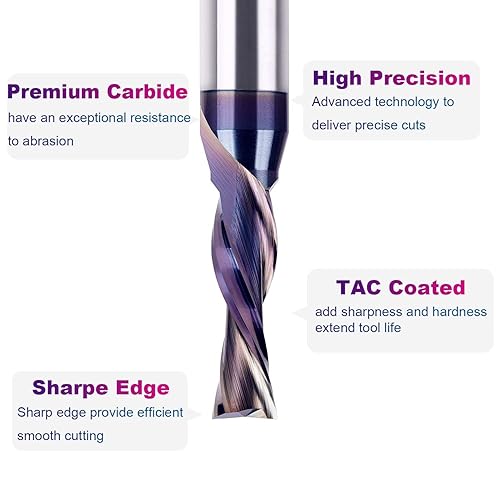 Miniatura 144 de SpeTool Brocas de enrutador en espiral de 1/8 de pulgada para arriba y abajo, vástago de 1/4 de pulgada con revestimiento, fresadora CNC de carburo