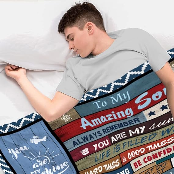 Gifts for Son, Sons Gift Blanket 60X50, Best Son Birthday from Mom, to My Sons Graduation Throw Blankets from Mother