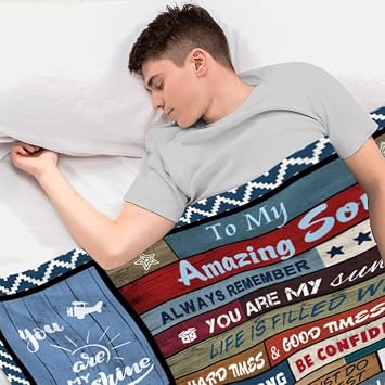 Gifts for Son, Sons Gift Blanket 60X50, Best Son Birthday from Mom, to My Sons Graduation Throw Blankets from Mother