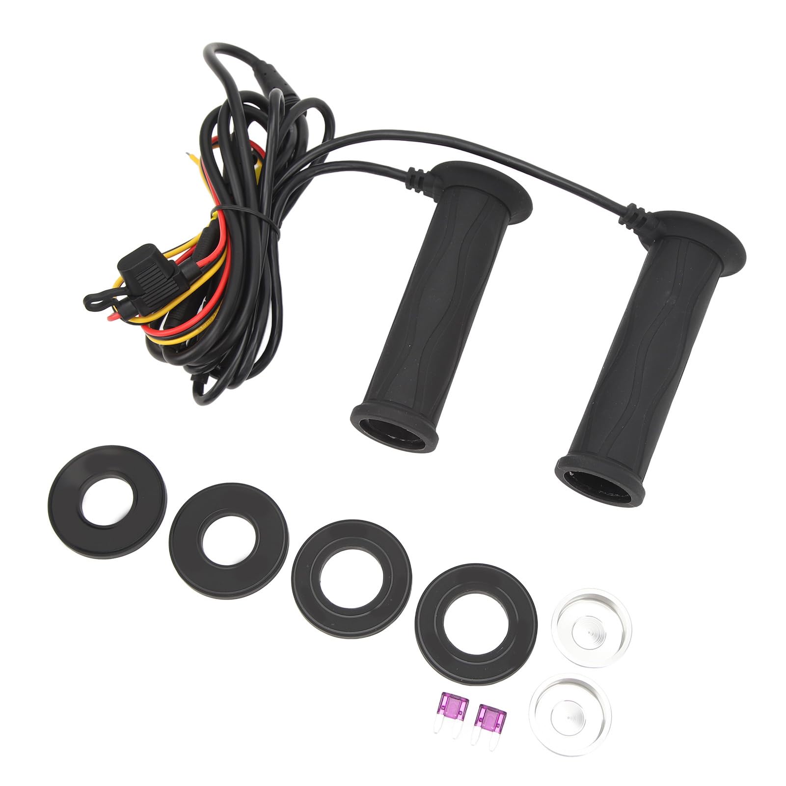 Keenso Poignées Chauffantes Intelligentes à Contrôle de Température, Housses de Guidon en Silicone avec Fonction Mémoire pour Moto avec Fil ACC, 12V