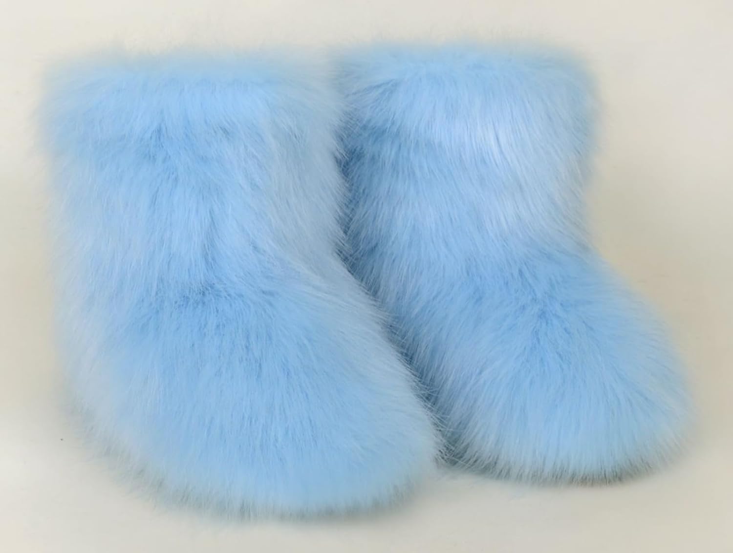 Girls Fluffy Furry Snow Boots Faux Fur Winter Warm Outdoor Boots