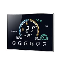 Irishom Termostato WiFi per Caldaia a Gas Controllo App Vocale, LCD Retroilluminato Visualizzazione,Termostato Programmabile Compatibile con Alexa Google Home,BHT-8000-GC (Nero)