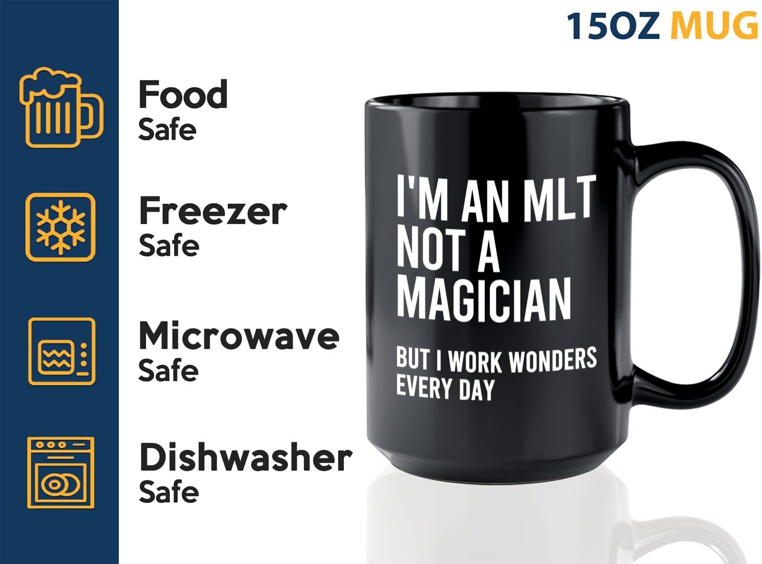 Funny Health Worker Coffee Mug 15oz Black - MLT - Funny Sarcasm Gift for MLT Lab Technician Analyst Laboratory Clinical Diagnostics Specialist