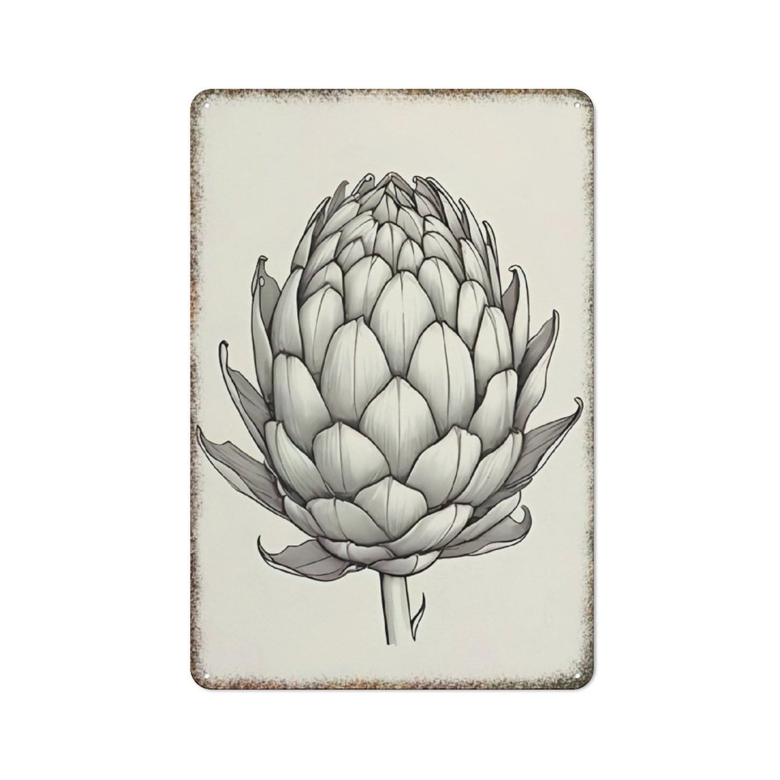 Natural Artichoke Vegetable Print Metal Sign Farmhouse Kitchen Retro Interesting Wall Decor Plaque 8x12 Inch
